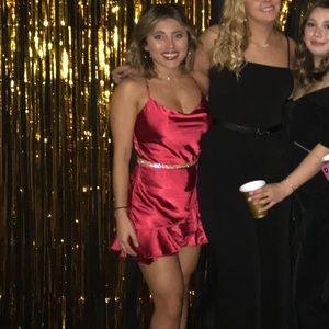 Red asymmetric dress